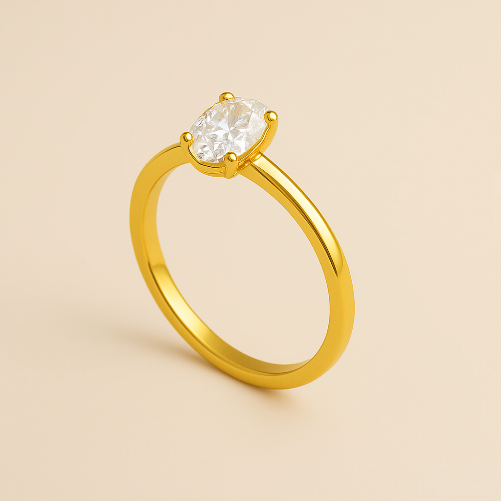 Anel Hailey Dourado com Zircônia