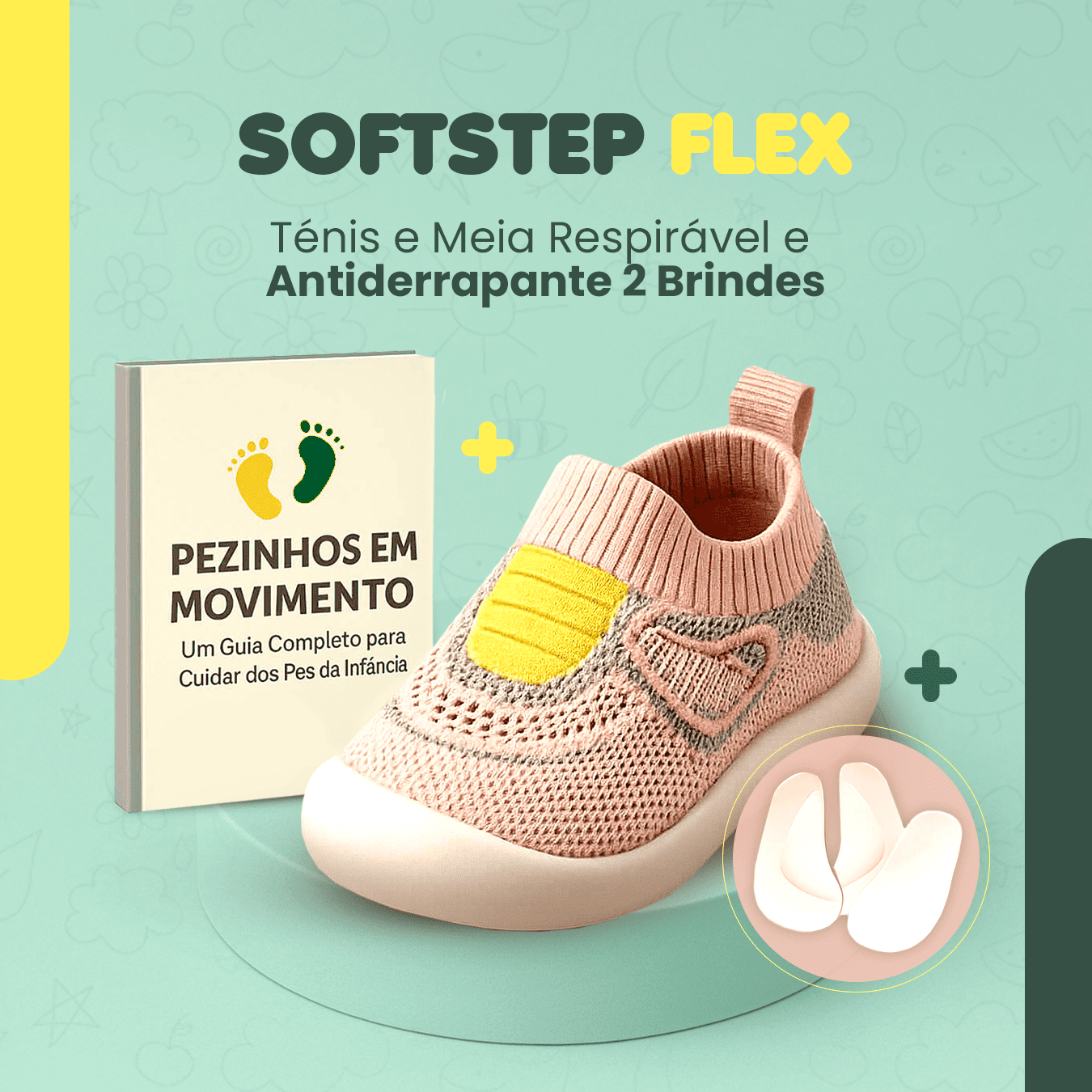 [OFERTA LIMITADA] SoftStep Flex™ – Tênis-Meia Antiderrapante + 2 Brindes: Palmilha MemoryShield + E-book exclusivo