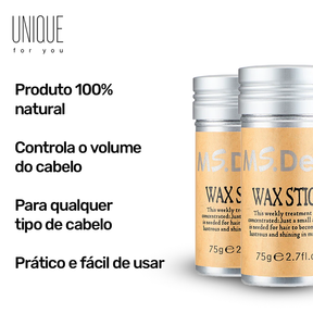 Cera em Bastão Wax Stick: Cabelo Penteado e Livre de Fizz