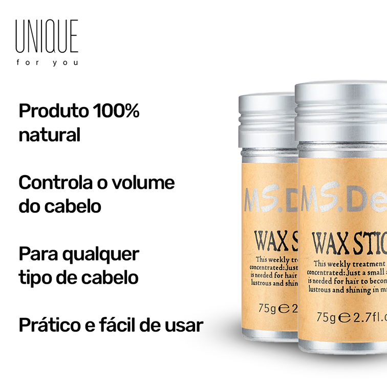 Cera em Bastão Wax Stick: Cabelo Penteado e Livre de Fizz