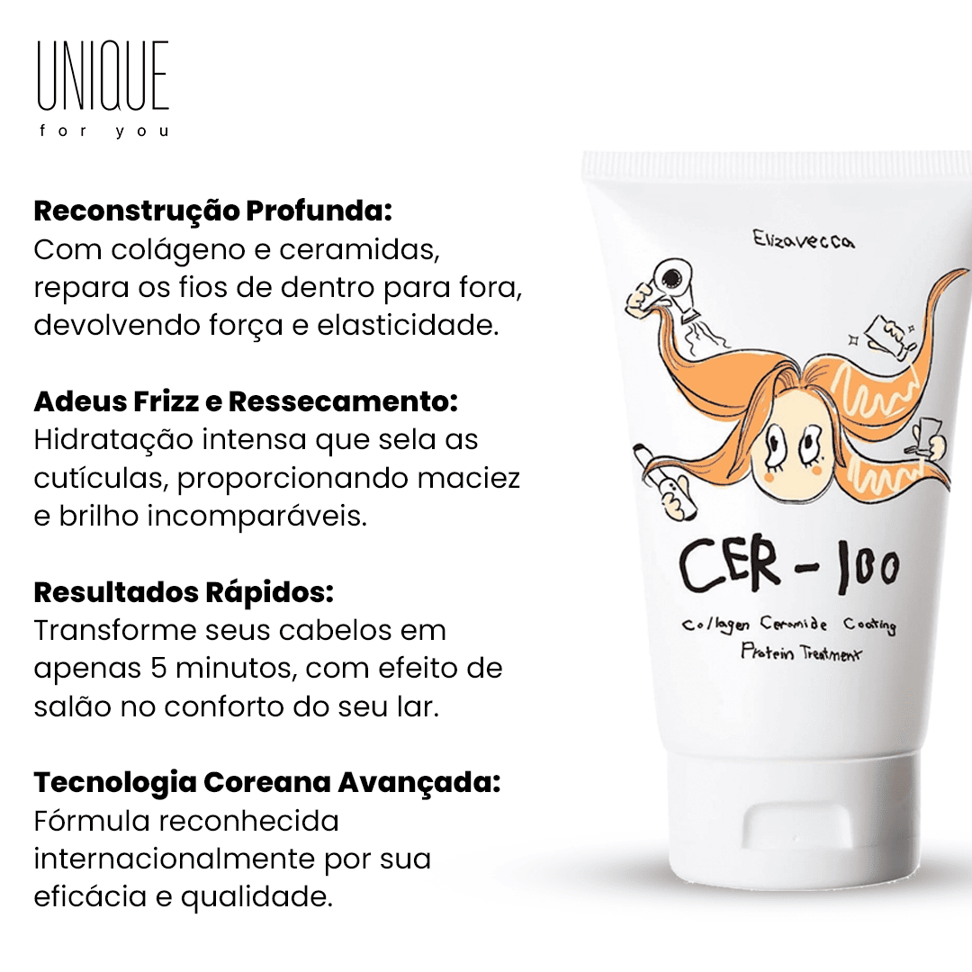 [OFERTA LIMITADA] CER-100 Máscara de Colágeno e Ceramida Coreana + 2 Brindes Exclusivos!