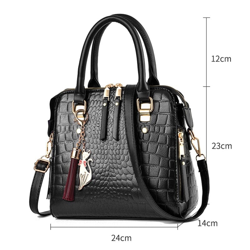 Bolsa Couro Gold Design Crocodilo